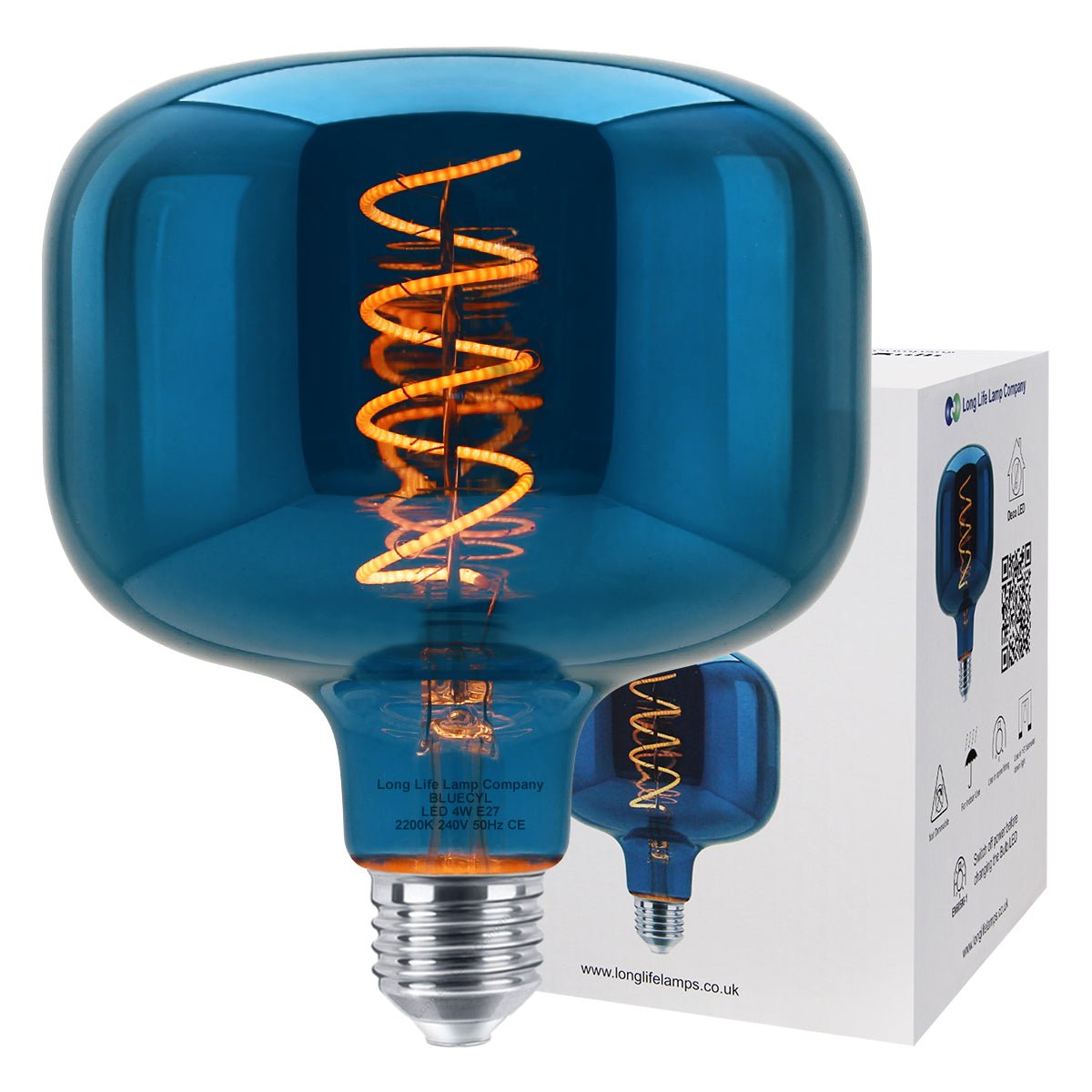 4w LED Decorative Metallic Glass Blue Coil Filament Light Bulb E27 - Energy Light Bulbs - Free delivery on all orders