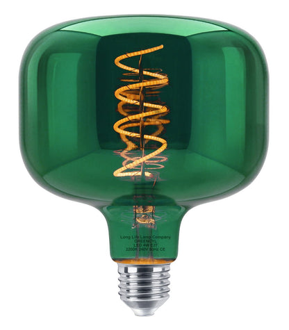 4w LED Decorative Metallic Glass Green Coil Filament Light Bulb E27 - Energy Light Bulbs - Free delivery on all orders
