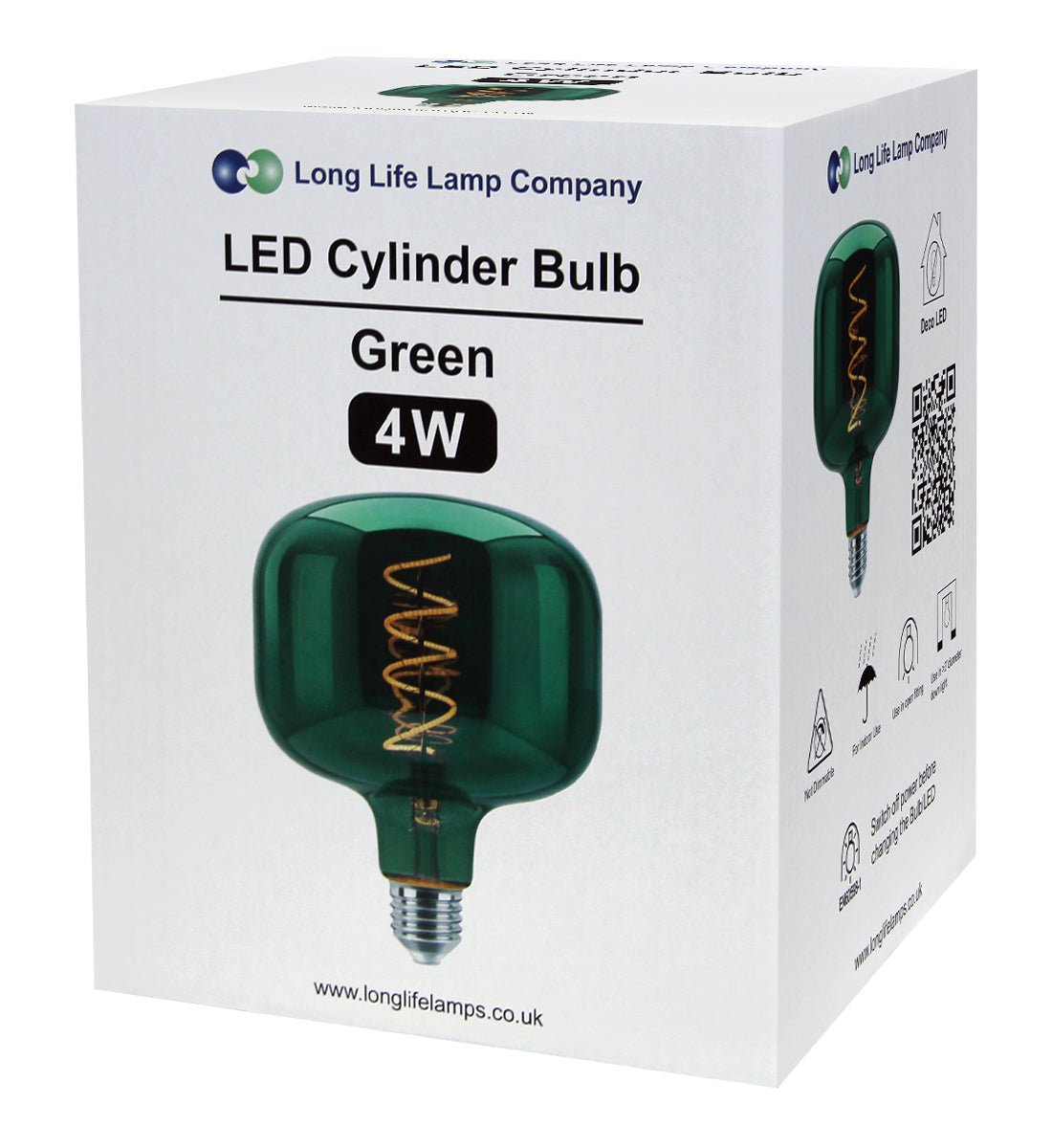 4w LED Decorative Metallic Glass Green Coil Filament Light Bulb E27 - Energy Light Bulbs - Free delivery on all orders