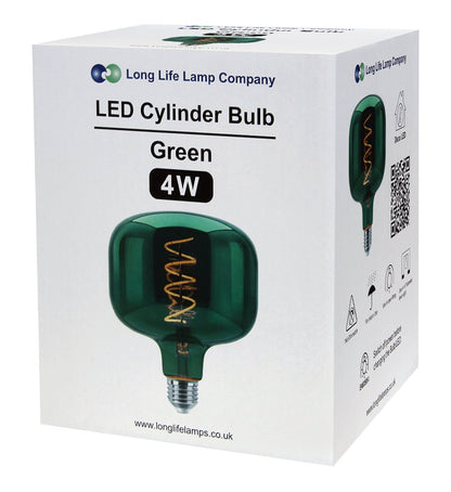 4w LED Decorative Metallic Glass Green Coil Filament Light Bulb E27 - Energy Light Bulbs - Free delivery on all orders