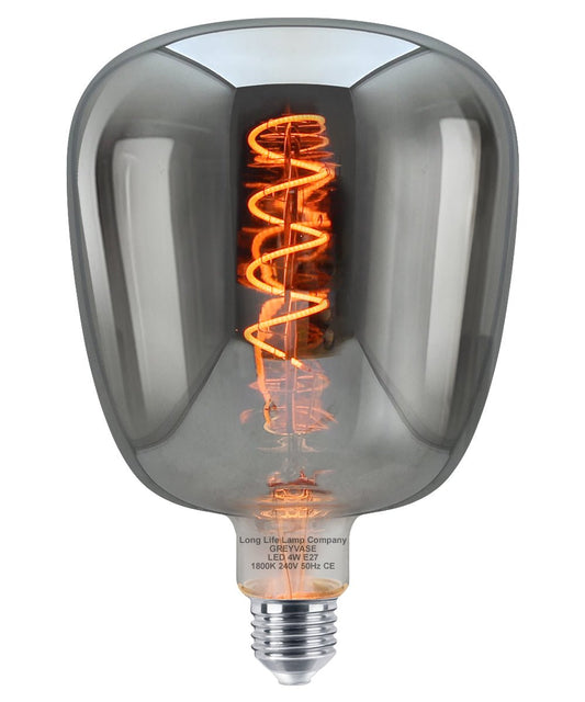 4w LED Decorative Smoked Grey Vase Light Bulb E27 Glass Body Coil Spiral Filament - Energy Light Bulbs - Free delivery on all orders
