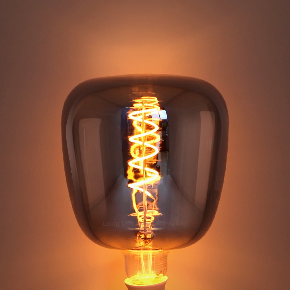 4w LED Decorative Smoked Grey Vase Light Bulb E27 Glass Body Coil Spiral Filament - Energy Light Bulbs - Free delivery on all orders