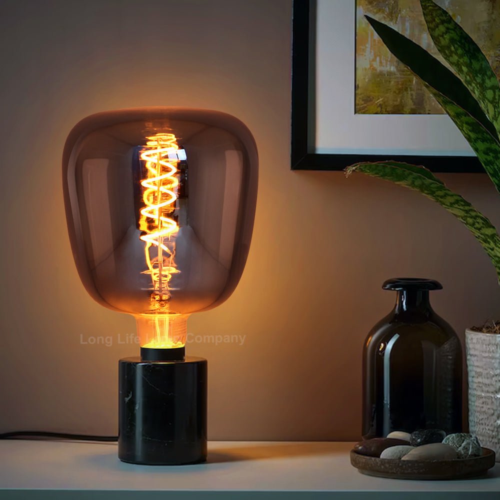4w LED Decorative Smoked Grey Vase Light Bulb E27 Glass Body Coil Spiral Filament - Energy Light Bulbs - Free delivery on all orders