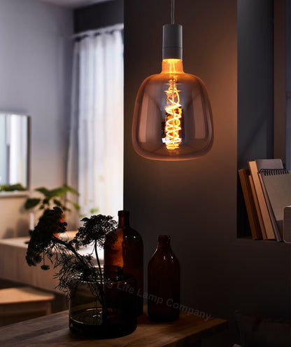 4w LED Decorative Smoked Grey Vase Light Bulb E27 Glass Body Coil Spiral Filament - Energy Light Bulbs - Free delivery on all orders