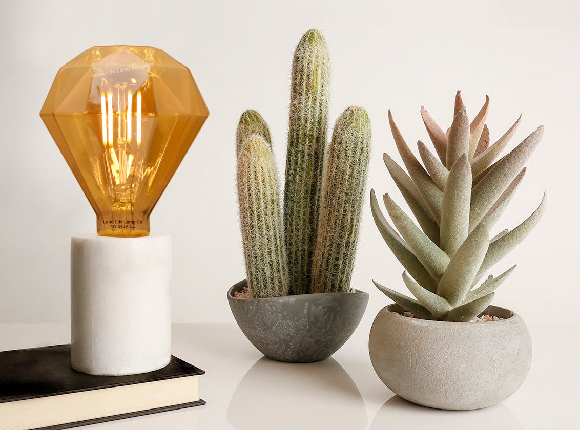 4W LED E27 Elegant Vintage Filament Light Bulb Diamond Shape Smoked Glass G95 - Energy Light Bulbs - Free delivery on all orders
