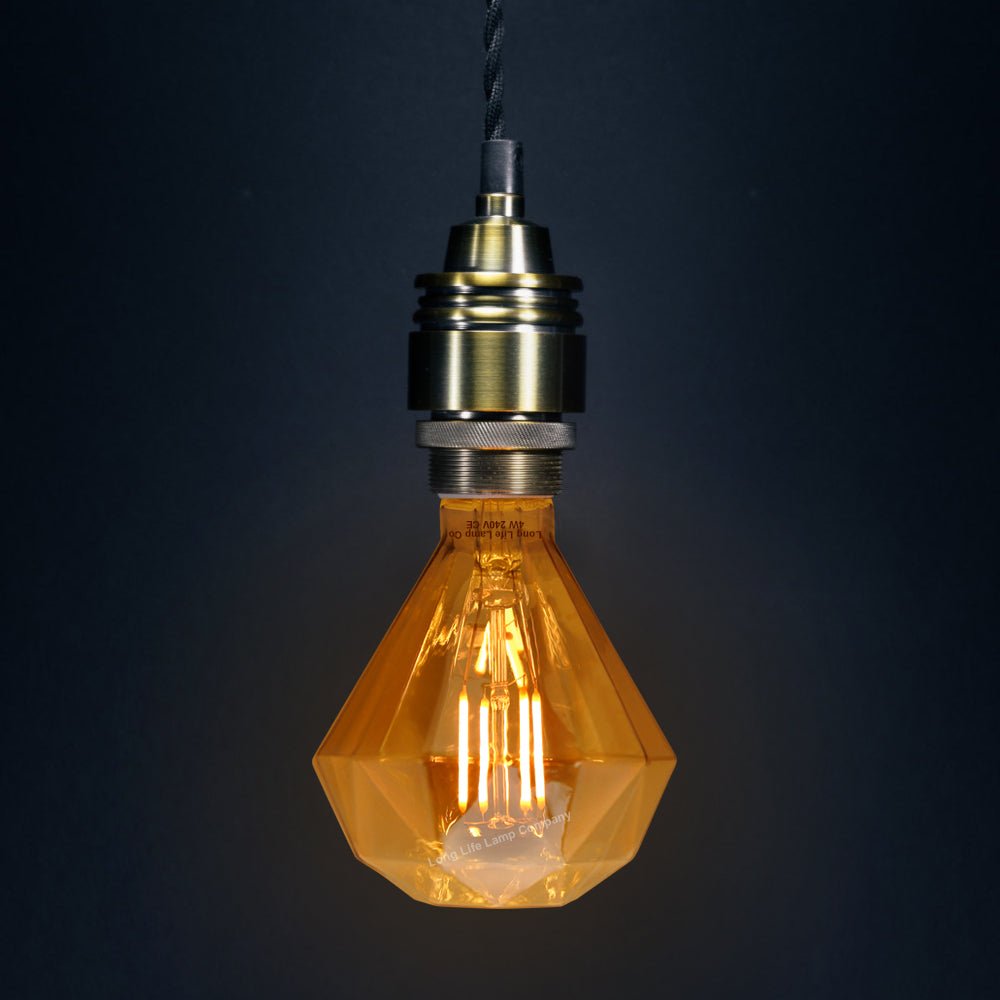 4W LED E27 Elegant Vintage Filament Light Bulb Diamond Shape Smoked Glass G95 - Energy Light Bulbs - Free delivery on all orders