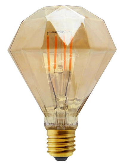 4W LED E27 Elegant Vintage Filament Light Bulb Diamond Shape Smoked Glass G95 - Energy Light Bulbs - Free delivery on all orders