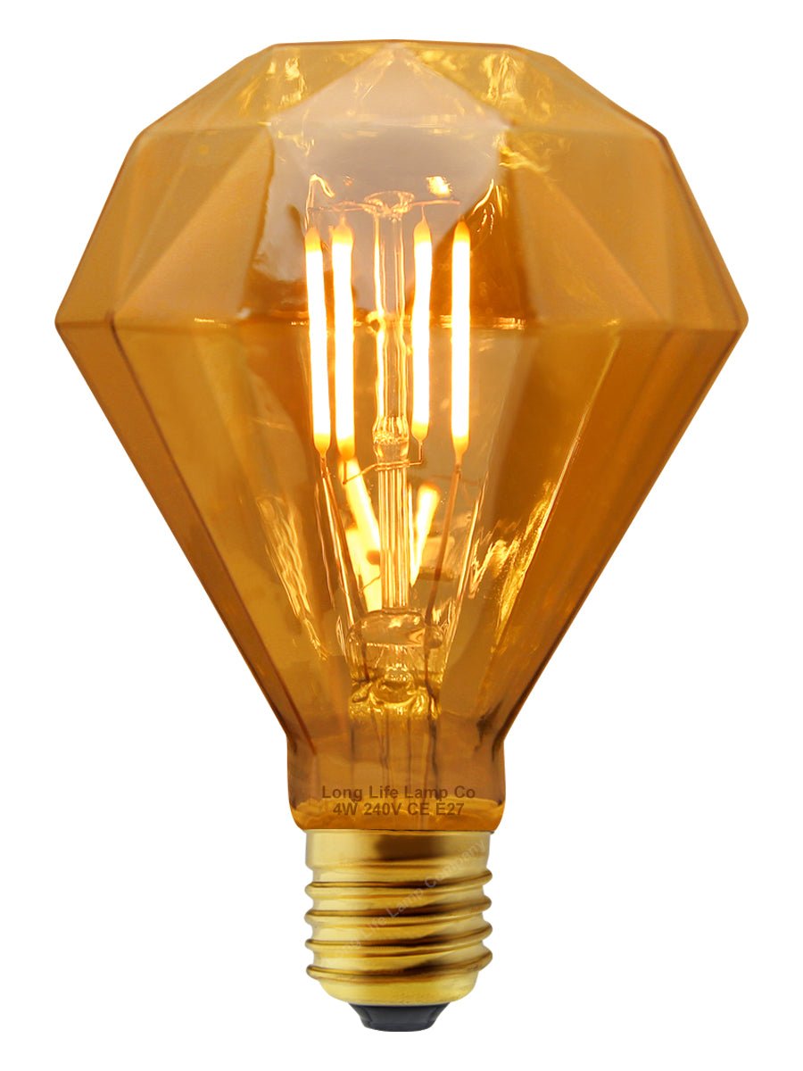 4W LED E27 Elegant Vintage Filament Light Bulb Diamond Shape Smoked Glass G95 - Energy Light Bulbs - Free delivery on all orders