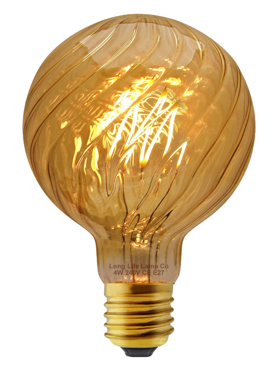 4w LED E27 Vintage Twisted Globe Edison Style Filament Bulb Smoked Gold Glass G95 - Energy Light Bulbs - Free delivery on all orders