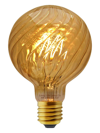 4w LED E27 Vintage Twisted Globe Edison Style Filament Bulb Smoked Gold Glass G95 - Energy Light Bulbs - Free delivery on all orders