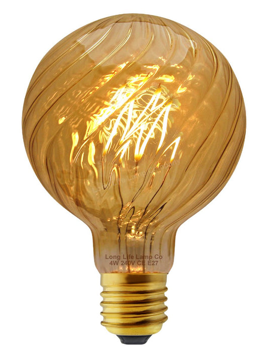 4w LED E27 Vintage Twisted Globe Edison Style Filament Bulb Smoked Gold Glass G95 - Energy Light Bulbs - Free delivery on all orders