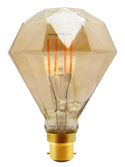 4w LED Elegant Vintage Filament Light Bulb B22 Diamond Shape Smoked Glass G95 - Energy Light Bulbs - Free delivery on all orders