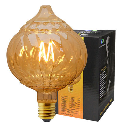 4w LED Extravagant Dome Vintage Filament Light Bulb E27 Swirling Smoked Glass G125 - Energy Light Bulbs - Free delivery on all orders