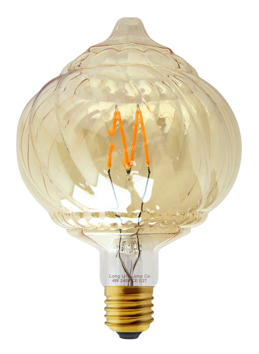 4w LED Extravagant Dome Vintage Filament Light Bulb E27 Swirling Smoked Glass G125 - Energy Light Bulbs - Free delivery on all orders