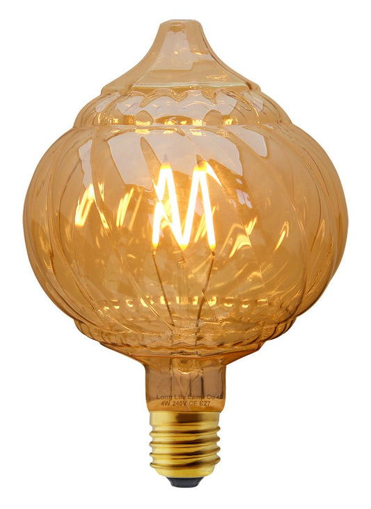 4w LED Extravagant Dome Vintage Filament Light Bulb E27 Swirling Smoked Glass G125 - Energy Light Bulbs - Free delivery on all orders