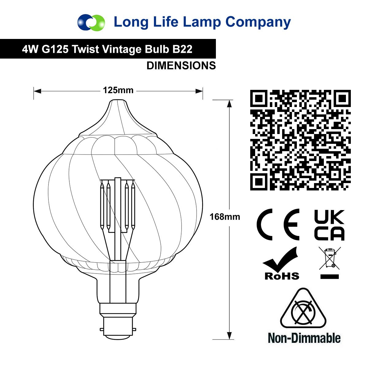 4w LED Extravagant Dome Vintage Light Bulb B22 Swirling Smoked Glass G125 - Energy Light Bulbs - Free delivery on all orders