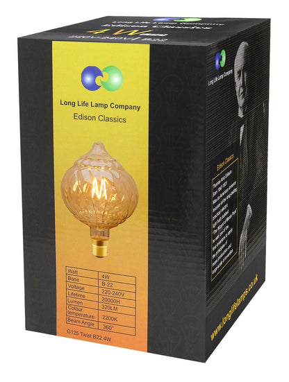 4w LED Extravagant Dome Vintage Light Bulb B22 Swirling Smoked Glass G125 - Energy Light Bulbs - Free delivery on all orders