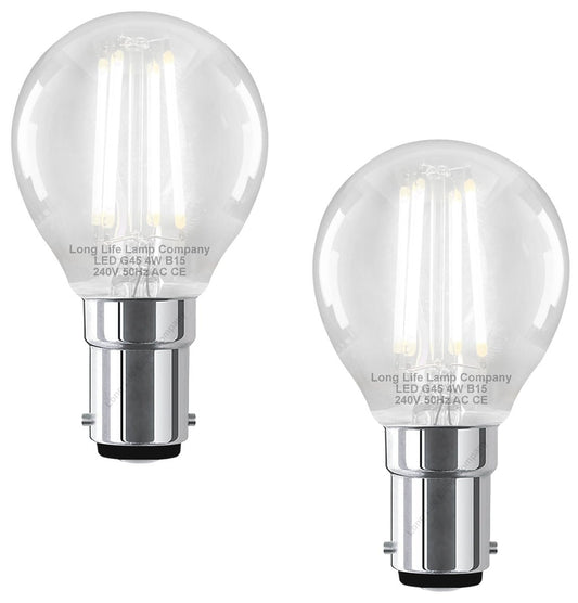 4w LED Filament Golf Ball Light Bulb B15 Cool White Clear Glass Pack Of 2 - Energy Light Bulbs - Free delivery on all orders