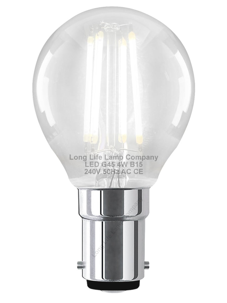 4w LED Filament Golf Ball Light Bulb B15 Cool White Clear Glass Pack Of 2 - Energy Light Bulbs - Free delivery on all orders