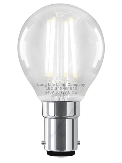 4w LED Filament Golf Ball Light Bulb B15 Cool White Clear Glass Pack Of 2 - Energy Light Bulbs - Free delivery on all orders