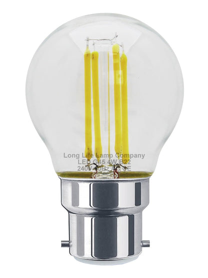 4w LED Filament Golf Ball Light Bulb B22 Cool White Clear Glass Pack Of 2 - Energy Light Bulbs - Free delivery on all orders