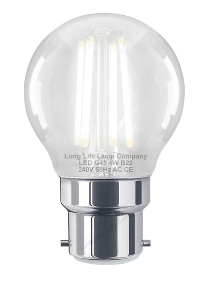 4w LED Filament Golf Ball Light Bulb B22 Cool White Clear Glass Pack Of 2 - Energy Light Bulbs - Free delivery on all orders