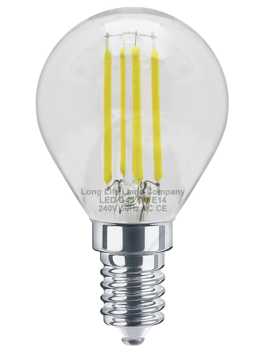 4w LED Filament Golf Ball Light Bulb E14 Cool White Clear Glass Pack Of 2 - Energy Light Bulbs - Free delivery on all orders