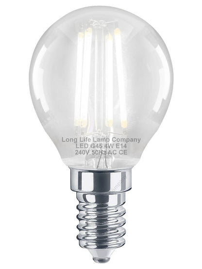 4w LED Filament Golf Ball Light Bulb E14 Cool White Clear Glass Pack Of 2 - Energy Light Bulbs - Free delivery on all orders