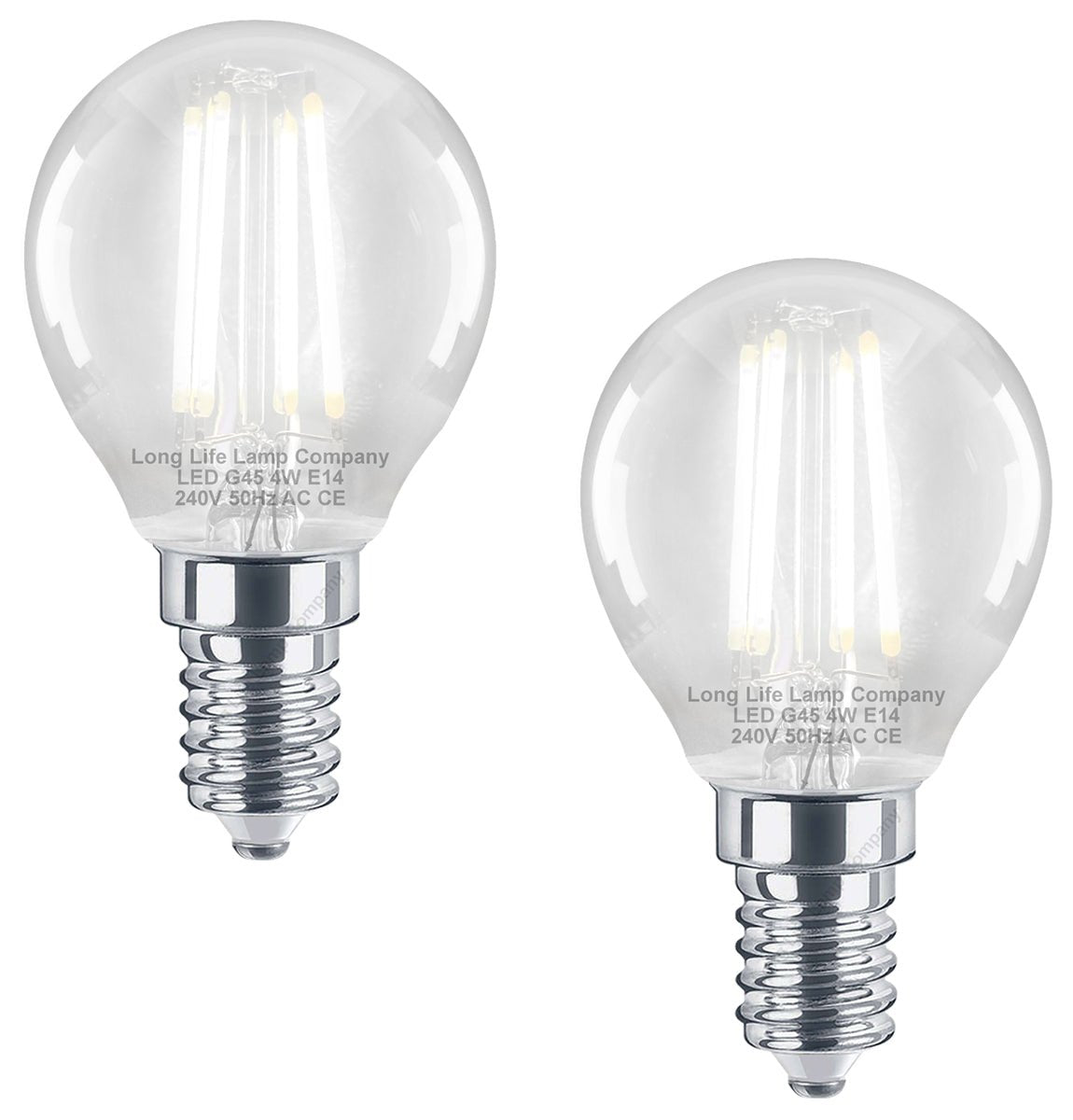 4w LED Filament Golf Ball Light Bulb E14 Cool White Clear Glass Pack Of 2 - Energy Light Bulbs - Free delivery on all orders