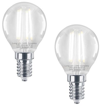 4w LED Filament Golf Ball Light Bulb E14 Cool White Clear Glass Pack Of 2 - Energy Light Bulbs - Free delivery on all orders