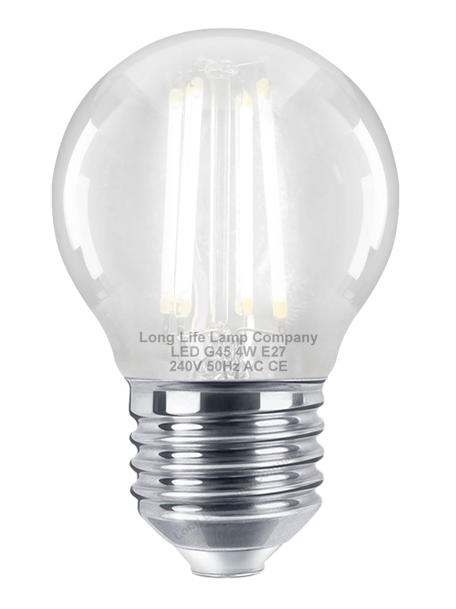 4w LED Filament Golf Ball Light Bulb E27 Cool White Clear Glass Pack of 2 - Energy Light Bulbs - Free delivery on all orders