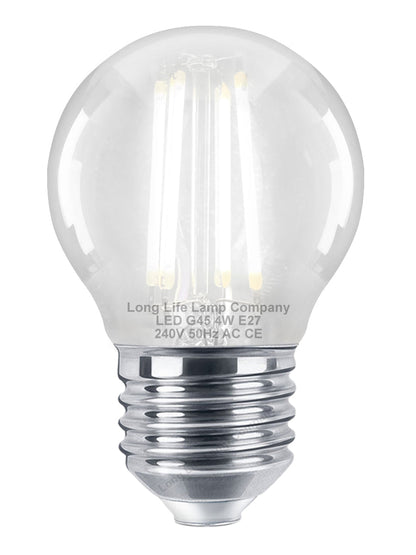4w LED Filament Golf Ball Light Bulb E27 Cool White Clear Glass Pack of 2 - Energy Light Bulbs - Free delivery on all orders