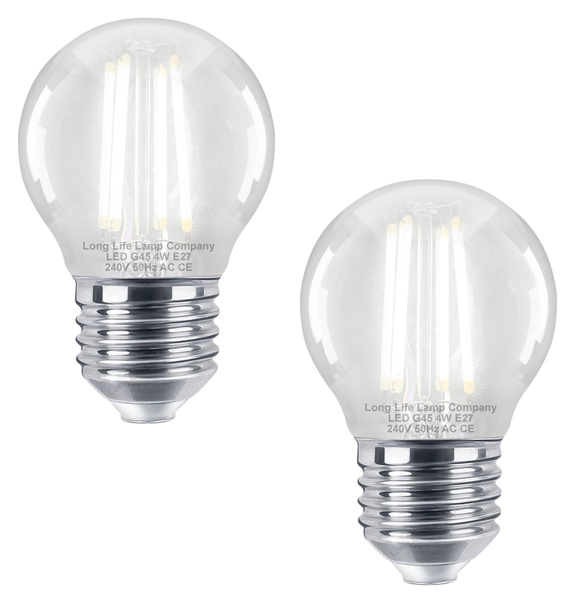 4w LED Filament Golf Ball Light Bulb E27 Cool White Clear Glass Pack of 2 - Energy Light Bulbs - Free delivery on all orders