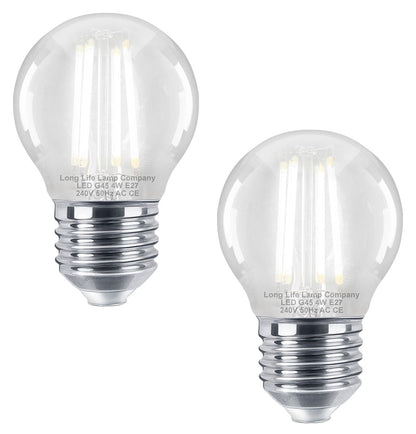 4w LED Filament Golf Ball Light Bulb E27 Cool White Clear Glass Pack of 2 - Energy Light Bulbs - Free delivery on all orders