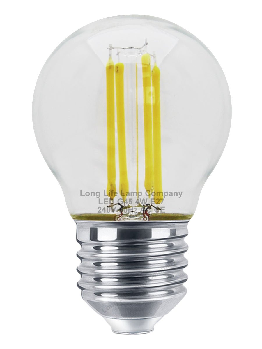 4w LED Filament Golf Ball Light Bulb E27 Cool White Clear Glass Pack of 2 - Energy Light Bulbs - Free delivery on all orders