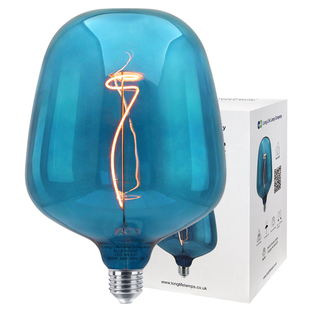 4w LED Glass Decorative Inverted Vase Filament Light Bulb Blue E27 2200K - Energy Light Bulbs - Free delivery on all orders