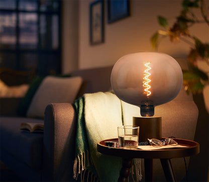 4w LED Glass Oval Smoked Grey Gradient Light Bulb Coil Spiral Filament Globe E27 1800K - Energy Light Bulbs - Free delivery on all orders