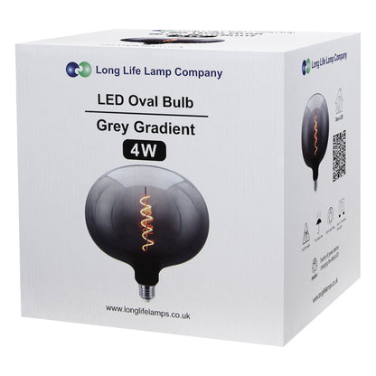 4w LED Glass Oval Smoked Grey Gradient Light Bulb Coil Spiral Filament Globe E27 1800K - Energy Light Bulbs - Free delivery on all orders