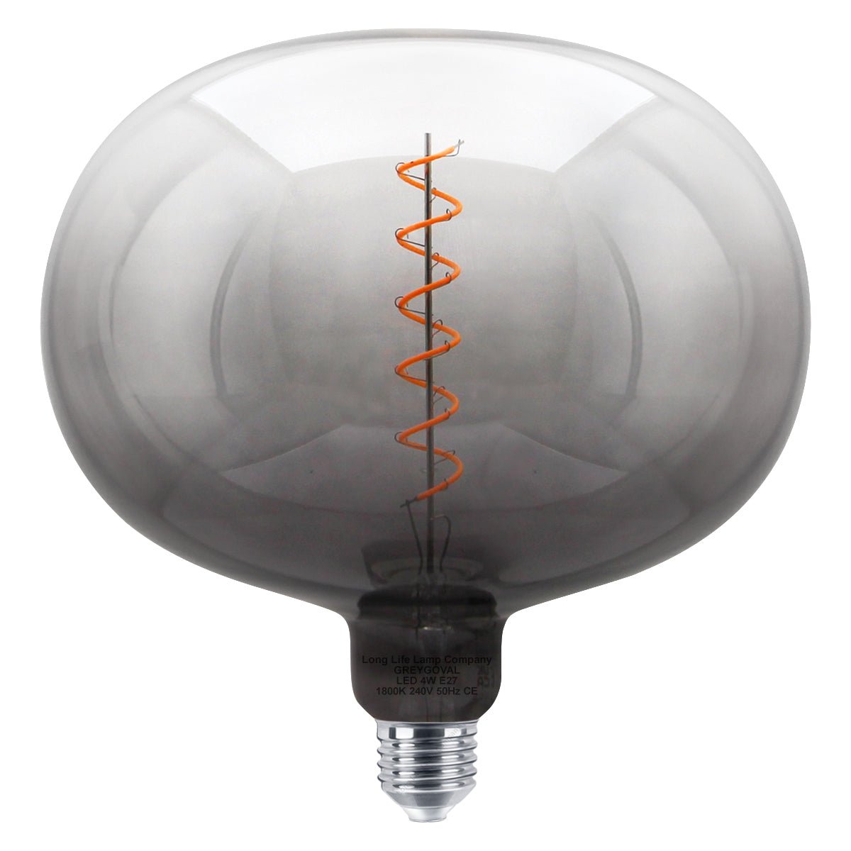 4w LED Glass Oval Smoked Grey Gradient Light Bulb Coil Spiral Filament Globe E27 1800K - Energy Light Bulbs - Free delivery on all orders