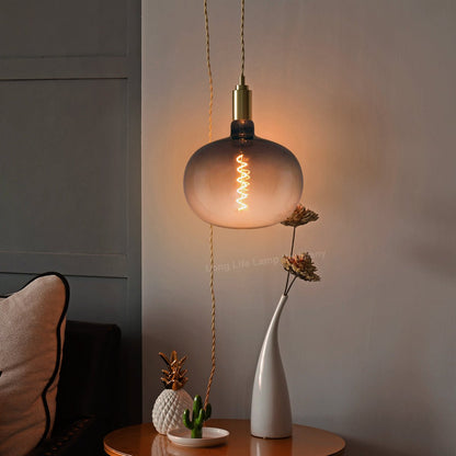4w LED Glass Oval Smoked Grey Gradient Light Bulb Coil Spiral Filament Globe E27 1800K - Energy Light Bulbs - Free delivery on all orders