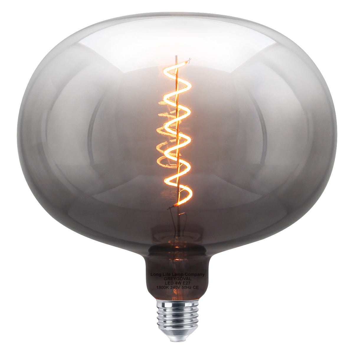 4w LED Glass Oval Smoked Grey Gradient Light Bulb Coil Spiral Filament Globe E27 1800K - Energy Light Bulbs - Free delivery on all orders