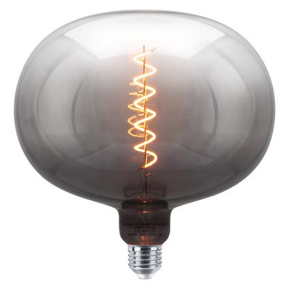 4w LED Glass Oval Smoked Grey Gradient Light Bulb Coil Spiral Filament Globe E27 1800K - Energy Light Bulbs - Free delivery on all orders