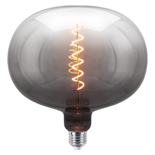 4w LED Glass Oval Smoked Grey Gradient Light Bulb Coil Spiral Filament Globe E27 1800K - Energy Light Bulbs - Free delivery on all orders