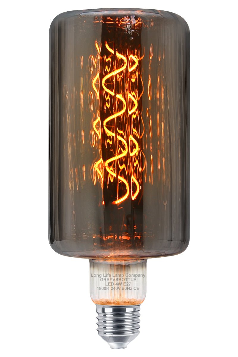 4w LED Glass Vertical Strip Bottle Light Bulb Smoked Grey E27 Coil Filament - Energy Light Bulbs - Free delivery on all orders