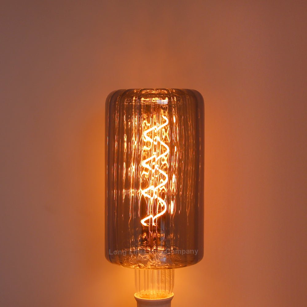 4w LED Glass Vertical Strip Bottle Light Bulb Smoked Grey E27 Coil Filament - Energy Light Bulbs - Free delivery on all orders