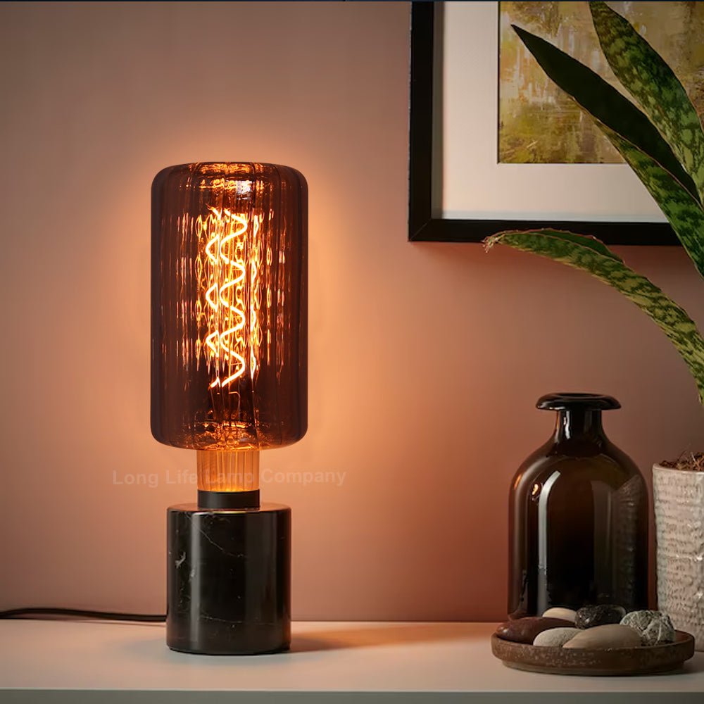 4w LED Glass Vertical Strip Bottle Light Bulb Smoked Grey E27 Coil Filament - Energy Light Bulbs - Free delivery on all orders