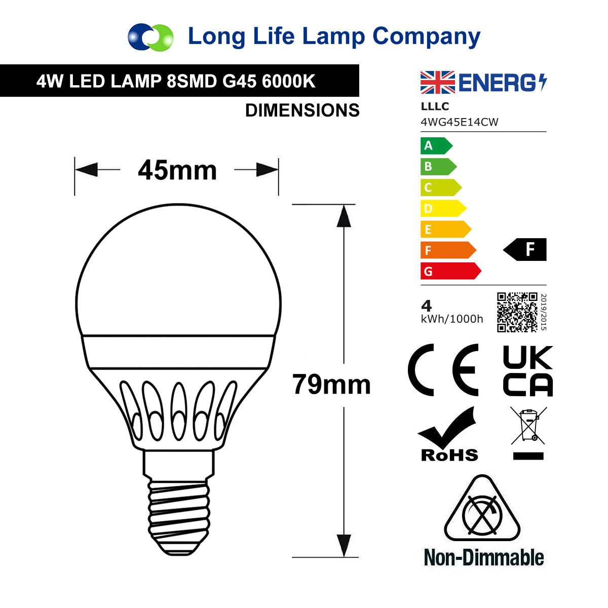 4w LED Golf Ball Light Bulb Cool White B22, E27, E14 - Free delivery on all orders