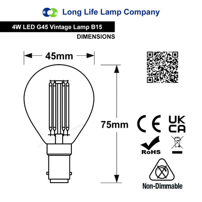 4w LED Golf Ball Purple Light Bulb B15 Clear Glass - Free delivery on all orders