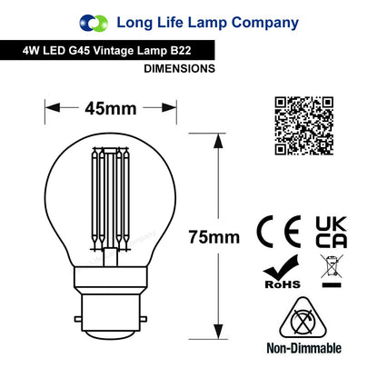 4w LED Golf Ball Purple Light Bulb B22 Clear Glass - Free delivery on all orders