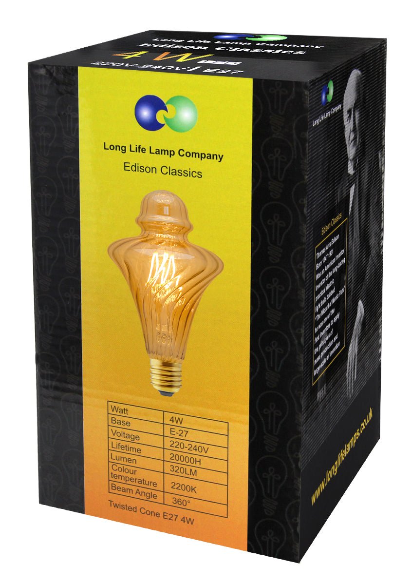 4w LED Imperial Vintage Filament Light Bulb E27 Swirling Gold Glass - Energy Light Bulbs - Free delivery on all orders